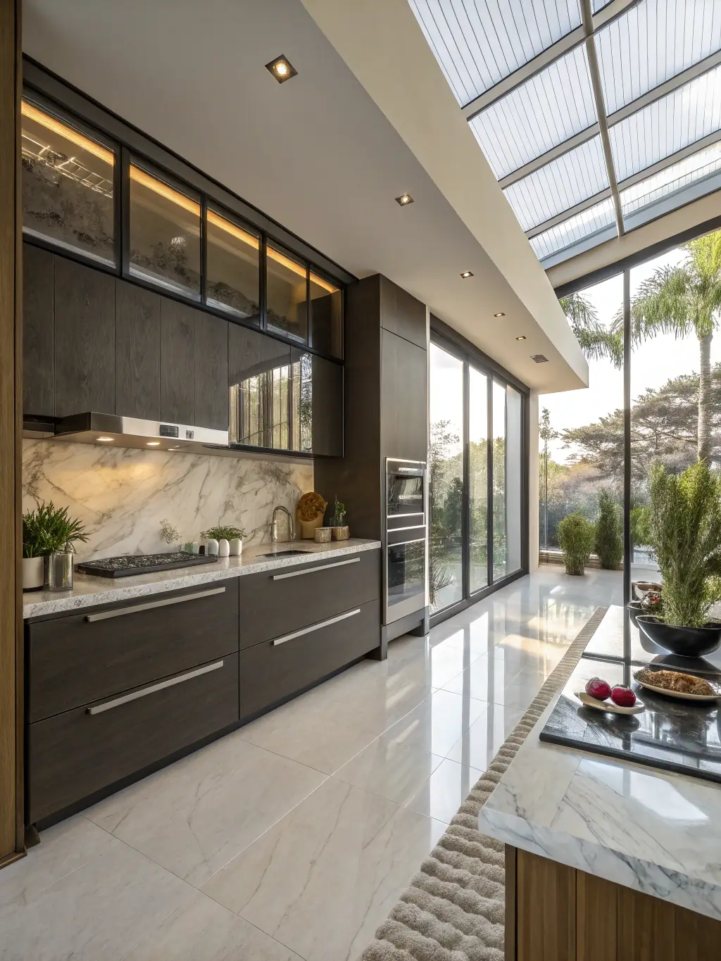 A bright, modern kitchen with stainless steel appliances, granite countertops, and custom cabinetry, showcasing a recent home remodeling project by McKean Solutions.